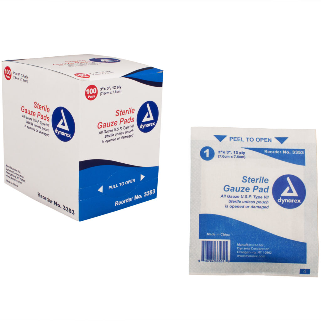 Dynarex® Sterile Gauze Pads 1’s, 12 Ply 100 Pads Medic Depot